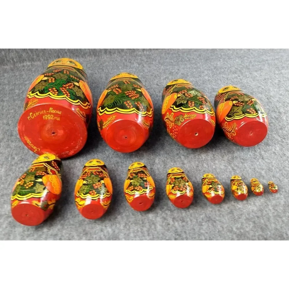 Russian Nesting Dolls Matryoshka 12 Pcs‎ Handmade Vintage 1992 Sergiev Posad 10